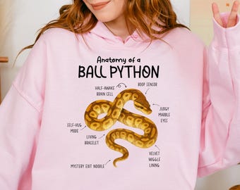 Sudadera con capucha "Anatomía de la Pitón Bola", regalo de Pitón Bola, camiseta para amantes de las mascotas, sudadera con reptiles, camiseta Nature's, H443