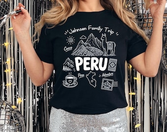 Family Customized Name Peru Vacation Matching T-Shirts, Adventure Peruvian Pride Group Shirts