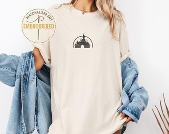 Classic Disney Logo Shirt, Embroidered Tee Comfort Colors , Personalized Theme Park Shirt, Magic Kingdom Gift, Special Color Option, E026