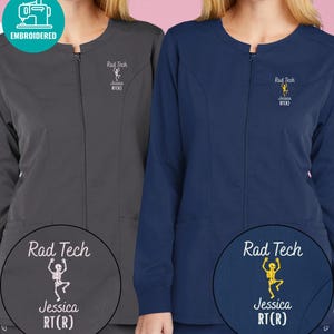 Custom Embroidered Rad Tech Jacket, Xray Tech Pullover, Radiology Skeleton Scrub, G039