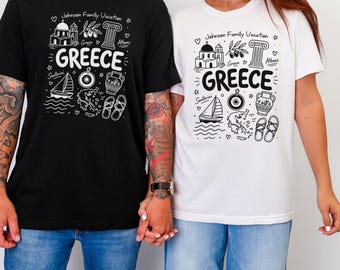 Greece Personalized Family Names Squad T-Shirts, Greek Souvenir Travel Gift