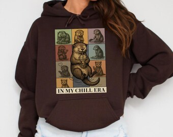 In My Chill Era Otter Hoodie, Cute Otter Lover Sweatshirt, Cozy Animal Hoodie, Vintage Otter Graphic Top, Wildlife Lover Gift H416