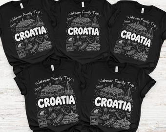 Croatia Family Group T-Shirts with Custom Names, Beach Vacation Adventure Shirts