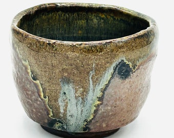 Grey Drip Salt Fired Tea Bowl by Lynn Isaacson