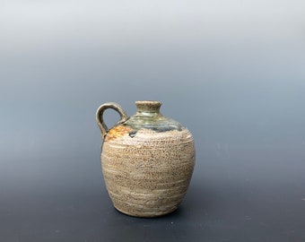 Drippy Blue Ash Salt Fired Jug 2 by Lynn Isaacson