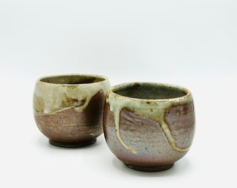 Shino Dipped Salt Fired Iridescent Tea Bowls by Lynn Isaacson