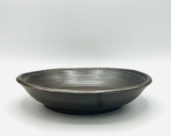 Deep Chocolate Salt Fired Bowl Plate by Lynn Isaacson