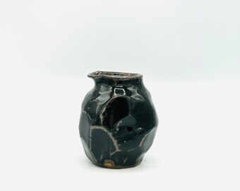 Deep Tenmoku Faceted Sake Bottle / Mini Pitcher by Lynn Isaacson