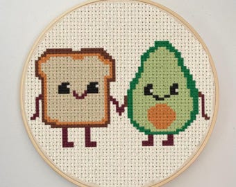 Avocado Toast Cross Stitch Pattern | Cute Food PDF Chart | Kitchen Wall Art Gift