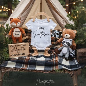 Pregnancy Announcement Digital Woodland Baby Announcement Social Media Reveal Facebook Instagram Editable Template Our Next Adventure A0075