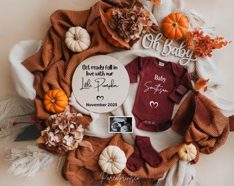 Fall Pregnancy Announcement Fall Baby Announcement Digital Autumn Baby Announce Gender Neutral Editable Social Media reveal Autumn babyA0302