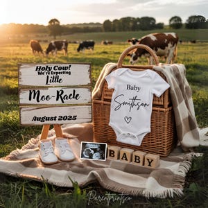 Western pregnancy announcement Highland Cow Pregnancy Announcement Western baby gender Neutral Announcement social media reveal Country farm
