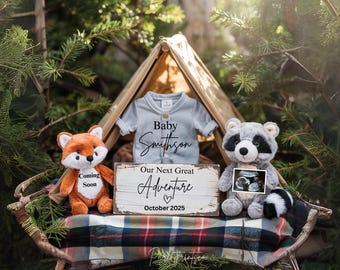 Pregnancy Announcement Digital Woodland Baby Announcement Social Media Reveal Facebook Instagram Editable Template Our Next Adventure A0073