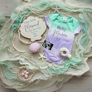 Beach Pregnancy Announcement Digital Summer Announcement Editable Social Media Template Pregnancy Gender Reveal little mermaid reveal