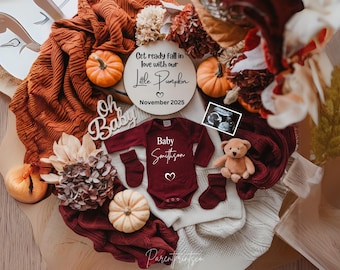 Fall Pregnancy Announcement Fall Baby Announcement Digital Autumn Baby Announce Gender Neutral Editable Social Media reveal Autumn babyA0303