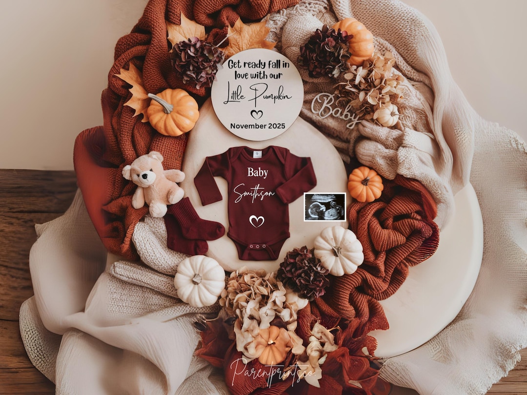 Fall Pregnancy Announcement Fall Baby Announcement Digital Autumn Baby ...