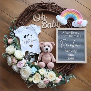 Rainbow Baby Digital Pregnancy Announcement Social Media Baby Reveal Rainbow baby on the way  editable template its baby girl gender reveal