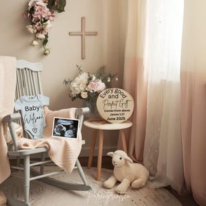 James 1:17 Schwangerschaftsankündigung Religiöse Schwangerschaftsankündigungsvorlage Christliches Baby offenbaren Gott wusste, dass mein Herz dich brauchte A0066