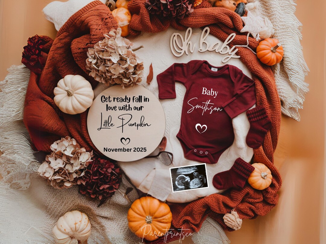Fall Pregnancy Announcement Fall Baby Announcement Digital Autumn Baby ...