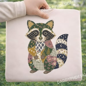 Trendy Women’s Racoon PNG Patchwork Racoon Shirt Design Racoon Funny Floral Patchwork Spring Flower Sublimation Download