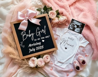Baby girl announcement digital pregnancy announcement girl gender announcement social media reveal template its a girl baby announcement