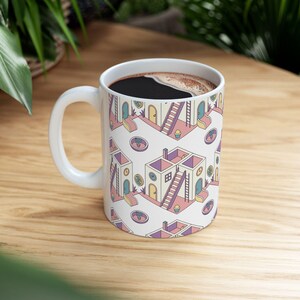 Whimsical Ceramic Coffee Mug, Modern Art Mug, Unique Gift for Home, Office Decor, Quirky Drinkware