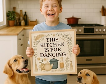 Kitchen Wall Art Printable: This Kitchen is for Dancing - Boho Decor (Digital Download