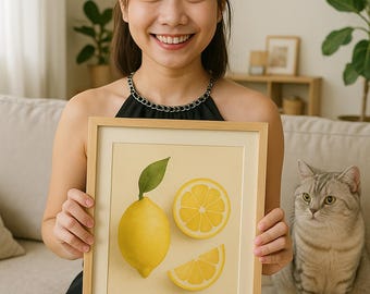 Lemon Kitchen Wall Art | Watercolor Fruit Poster | Cozy Yellow Printable | Farmhouse Kitchen Decor