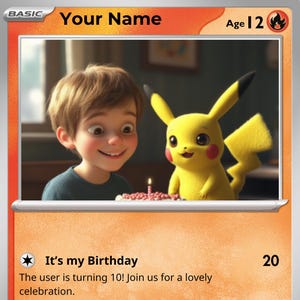 Customisable Birthday Card - Pokemon TCG Sword&Shield Basic Rare lookalike (self-edit)