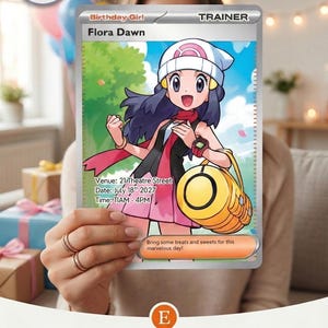 Tarjeta de cumpleaños personalizable - Pokémon TCG Mega Evolution Dawn (edición propia)