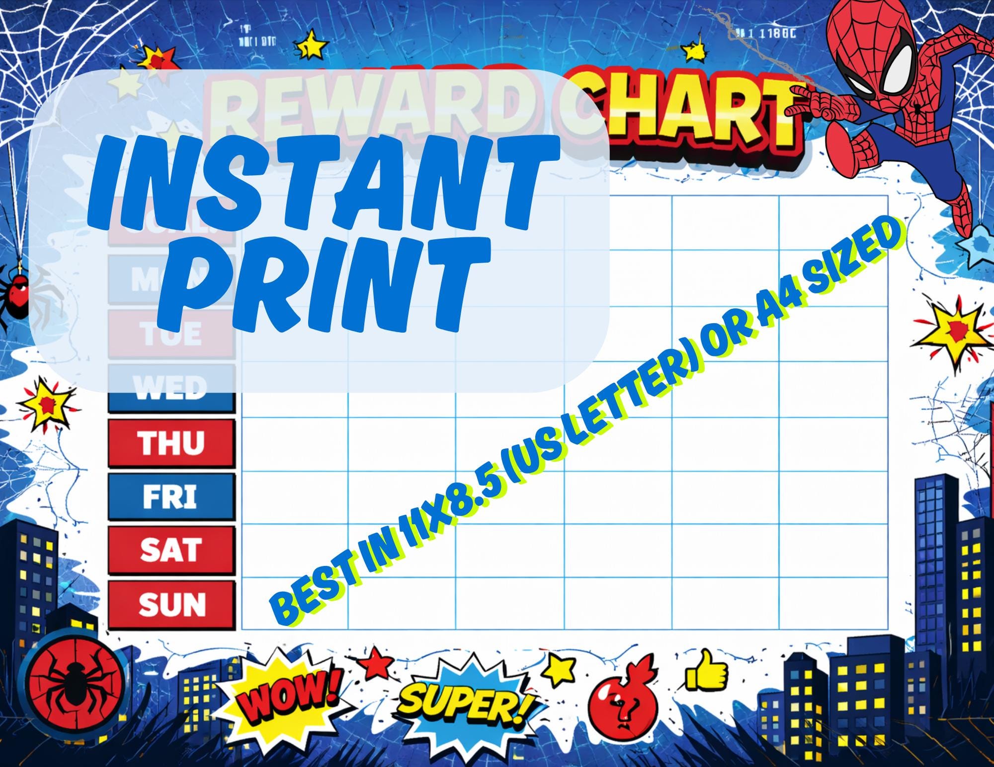 Spiderman Reward Chart - Digital Instant Download [PDF Format] - Etsy ...