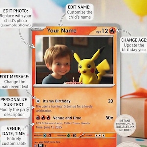 Biglietto di auguri di compleanno personalizzabile - Sosia di Pokémon TCG Spada e Scudo Rara Base (auto-modificato)