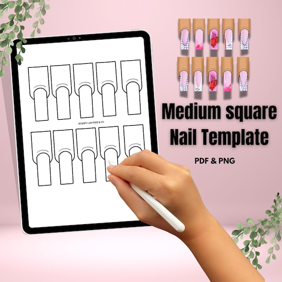 Digital Nail art template for Freestyle nail techs | Medium square Nail Design planner | Procreate & Goodnotes compatible