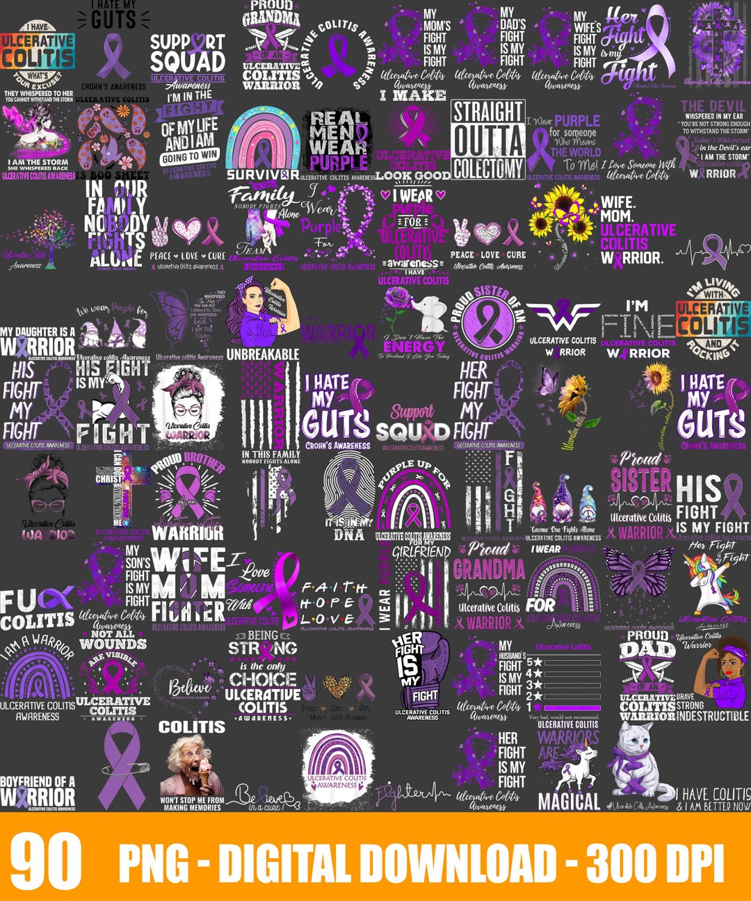 UC Warrior Png, Ulcerative Colitis Png, Peace Love Cure Png, Purple ...