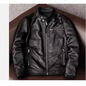 Handmade Lambskin Leather Biker Jacket: Men&#39;s Moto Outerwear