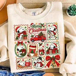 Snoopy Christmas PNG, Vintage Christmas Patchwork, Snoopy Santa Christmas Tree Farm, Retro Holiday Collage Shirt, Digital Download