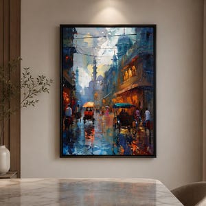 Old Lahore Matte Canvas Framed , Lahore Wall Art Pakistan, Mughal Art