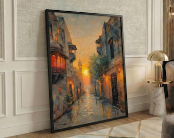 Handmade Lahore City Oil Painting | Pakistani Mughal Wall Art