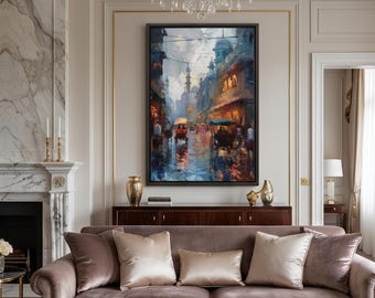 Old Lahore Matte Canvas Framed , Lahore Wall Art Pakistan, Mughal Art