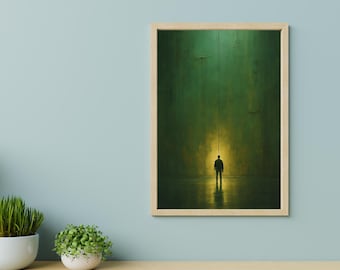 Minimalist Sage Green Abstract Wall Art: Tall Vertical Print (Digital Download)