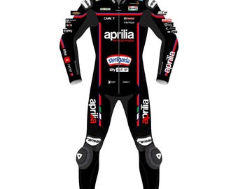 Aprilia One Piece Motorcycle Racing Suit + Gloves | Leather Riding Gear CE Approved
