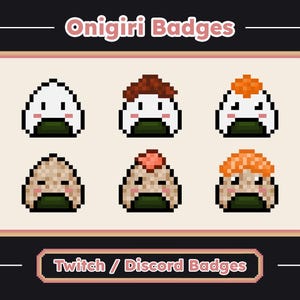 Onigiri Pixel Badges | Twitch & Discord Icons | Instant Download