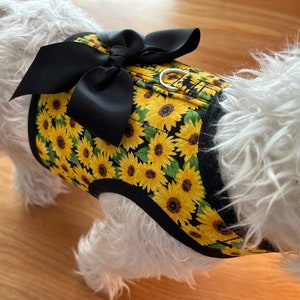 Daisy print Small Dog Harness, Made in USA, dog harnesses, pet clothing
