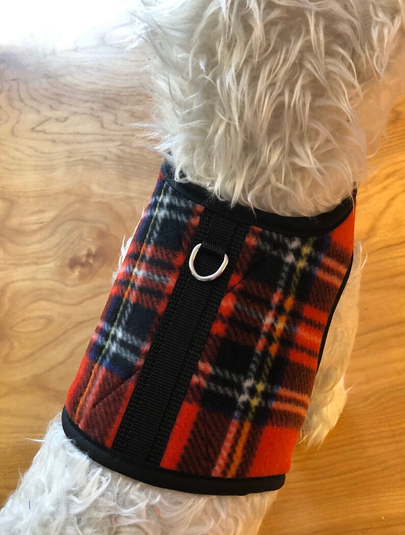 Red Tartan Plaid Small Dog Harness Made in USA Dog Harnesses Etsy