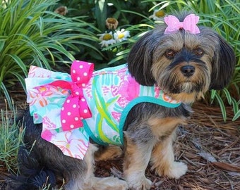 Patrón de orquídeas Arnés de volantes para perros pequeños Hecho en EE. UU., Arnés para perros, arneses para perros