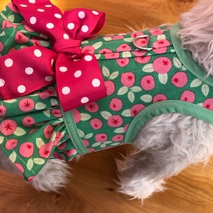 Preppy Pink Small Dog ruffle Harness Made in USA, dog harnesses, pet clothing