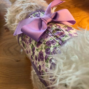 Mini floral Small Dog Harness, Made in USA, dog harnesses, pet clothing, perriwinkle