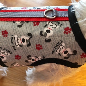 I Woof you print Small Dog Harness, Made in USA, dog harnesses, pet clothing