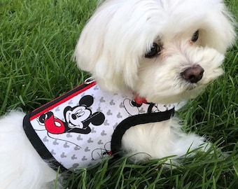 Mickey inspired small dog harness, Made in USA, dog harnesses, pet clothing