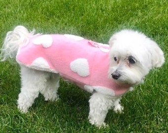 Washable Cozy Sherpa lined pink Sweater Coat, dog Jacket, Dog Coat, Dog Jackets, pet clothing